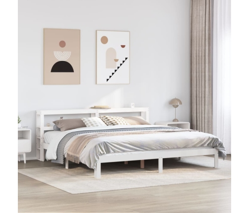 Estructura de cama con cabecero sin colchón blanco 180x200 cm