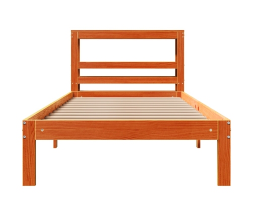 Estructura de cama sin colchón madera maciza marrón 75x190 cm
