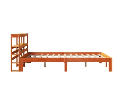 Estructura de cama sin colchón madera maciza marrón 135x190 cm