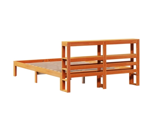 Estructura de cama sin colchón madera maciza marrón 135x190 cm