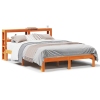 Cama sin colchón madera maciza de pino marrón cera 140x190 cm