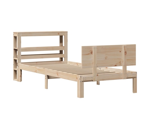 Estructura de cama con cabecero madera maciza pino 75x190 cm