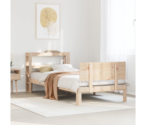 Estructura de cama con cabecero madera maciza pino 75x190 cm