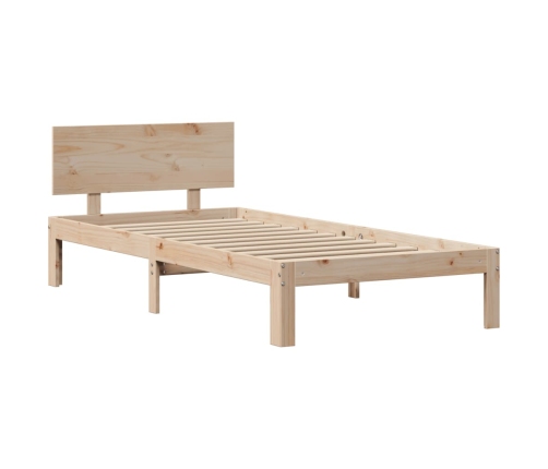 Estructura de cama con cabecero madera maciza pino 75x190 cm