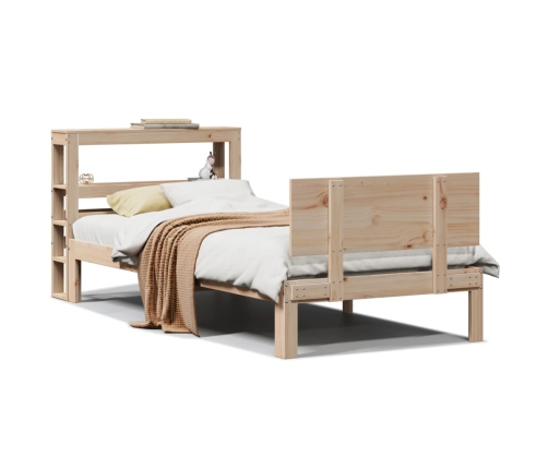 Estructura de cama con cabecero madera maciza pino 75x190 cm