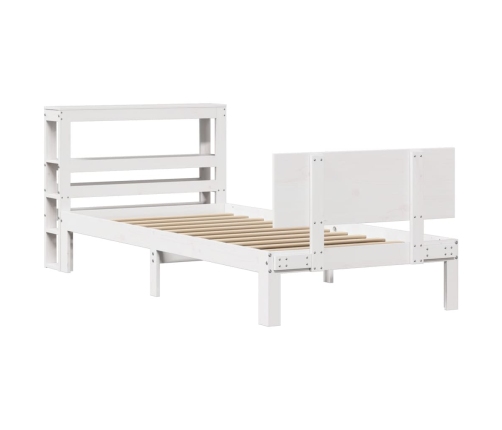 Estructura de cama con cabecero madera pino blanco 75x190 cm