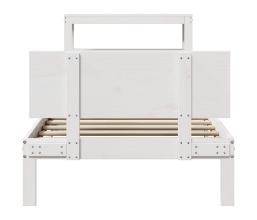 Estructura de cama con cabecero madera pino blanco 75x190 cm