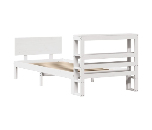 Estructura de cama con cabecero madera pino blanco 75x190 cm