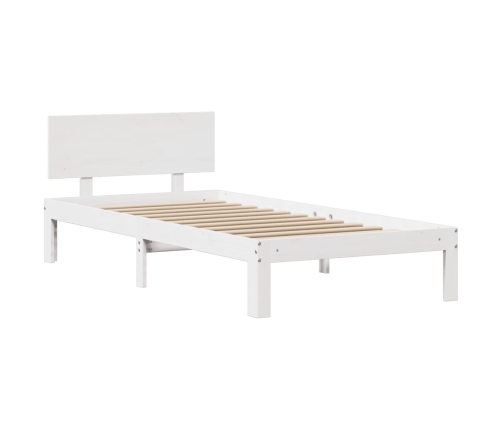 Estructura de cama con cabecero madera pino blanco 75x190 cm