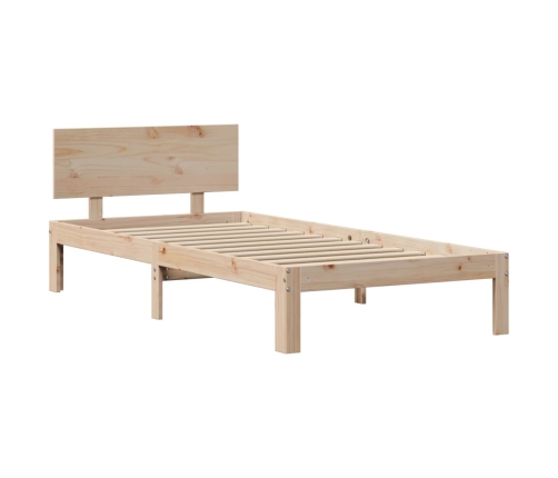 Estructura de cama con cabecero madera maciza pino 90x190 cm