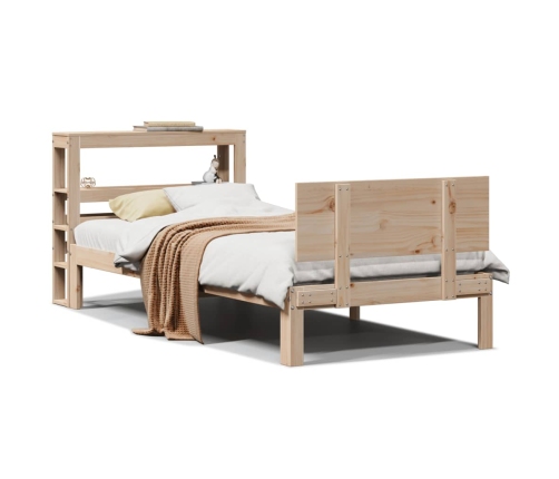 Estructura de cama con cabecero madera maciza pino 90x190 cm