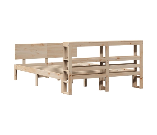 Estructura de cama con cabecero madera maciza pino 120x190 cm