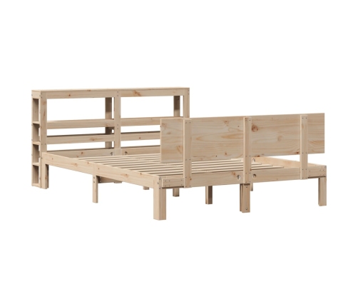 Estructura de cama con cabecero madera maciza pino 135x190 cm