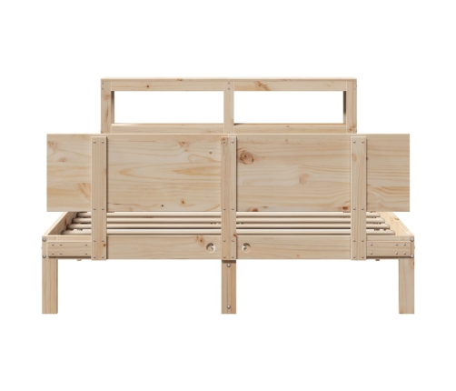 Estructura de cama con cabecero madera maciza pino 135x190 cm