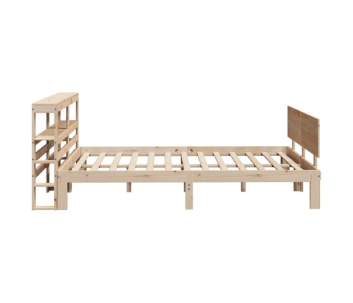 Estructura de cama con cabecero madera maciza pino 135x190 cm