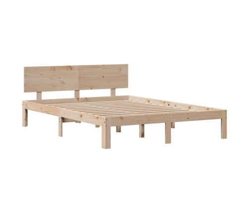 Estructura de cama con cabecero madera maciza pino 135x190 cm