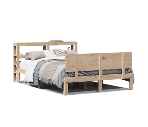 Estructura de cama con cabecero madera maciza pino 135x190 cm