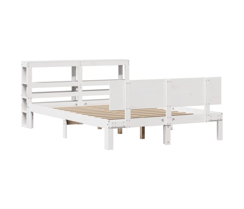 Estructura de cama con cabecero madera pino blanco 135x190 cm