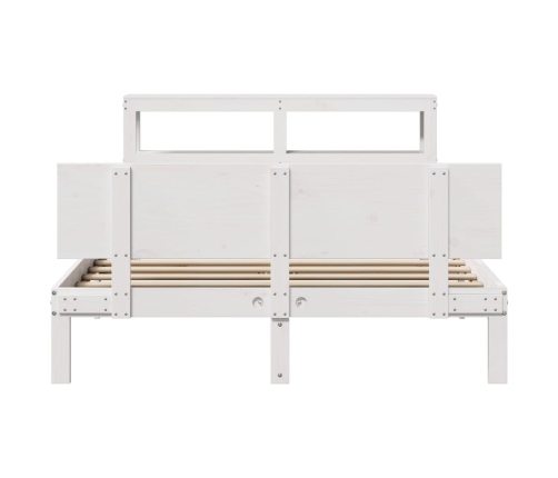 Estructura de cama con cabecero madera pino blanco 135x190 cm