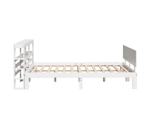 Estructura de cama con cabecero madera pino blanco 135x190 cm