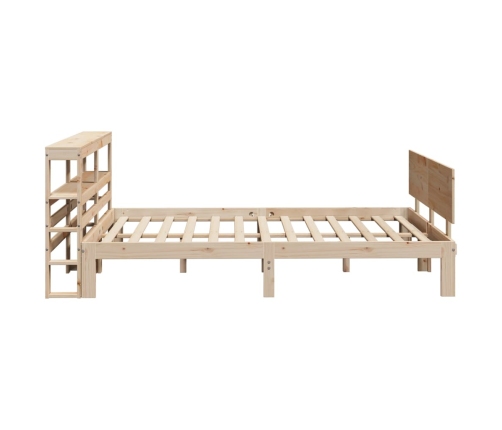 Estructura de cama con cabecero madera maciza pino 140x190 cm