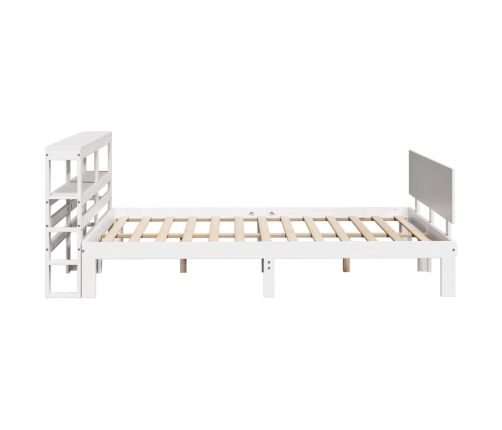 Estructura de cama con cabecero sin colchón blanco 140x190 cm