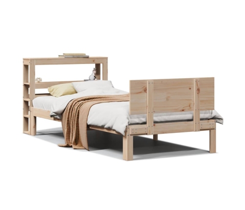 Estructura de cama con cabecero madera maciza de pino 90x200 cm