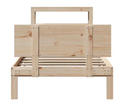 Estructura de cama con cabecero madera maciza pino 100x200 cm