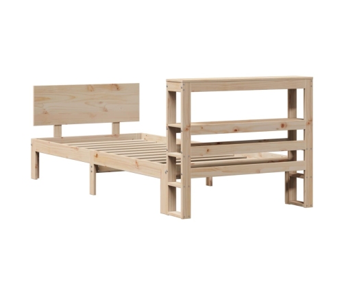 Estructura de cama con cabecero madera maciza pino 100x200 cm