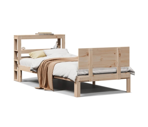 Estructura de cama con cabecero madera maciza pino 100x200 cm