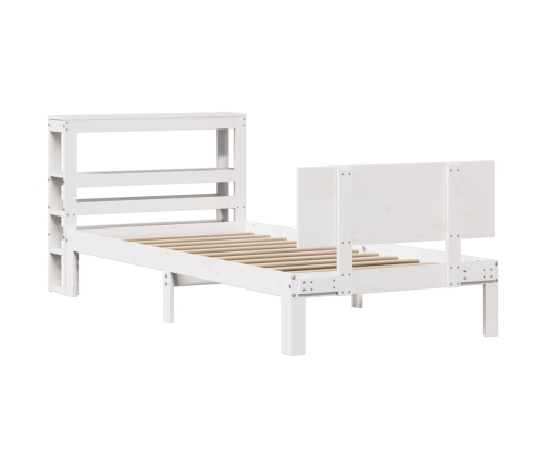 Estructura de cama con cabecero sin colchón blanco 100x200 cm