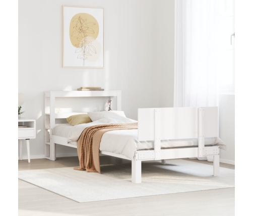Estructura de cama con cabecero sin colchón blanco 100x200 cm
