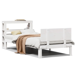 Estructura de cama con cabecero sin colchón blanco 100x200 cm