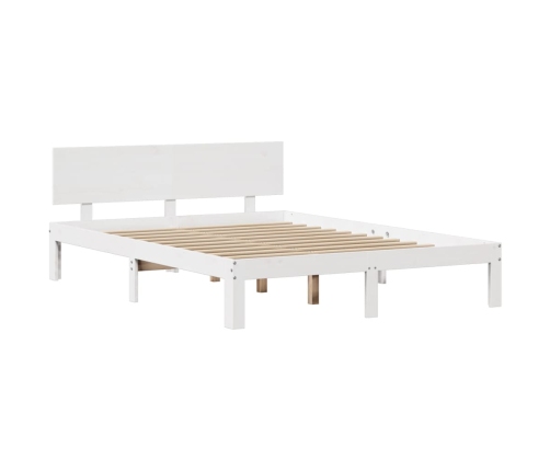 Estructura de cama con cabecero madera de pino blanco 150x200cm