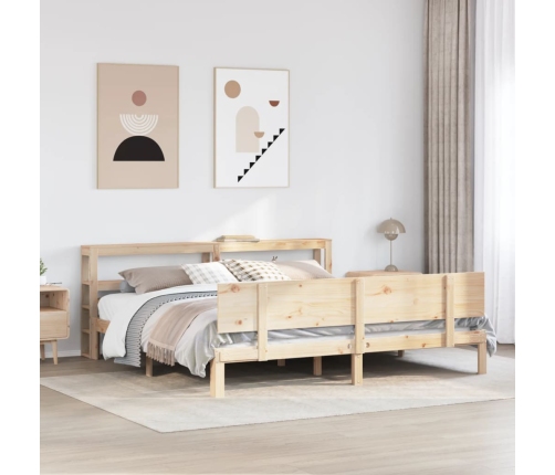 Estructura de cama con cabecero madera maciza pino 180x200 cm