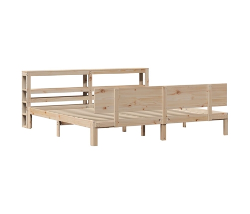 Estructura de cama con cabecero madera maciza de pino 200x200cm