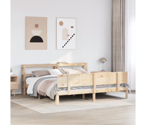 Estructura de cama con cabecero madera maciza de pino 200x200cm