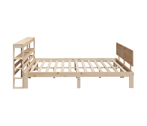 Estructura de cama con cabecero madera maciza de pino 200x200cm