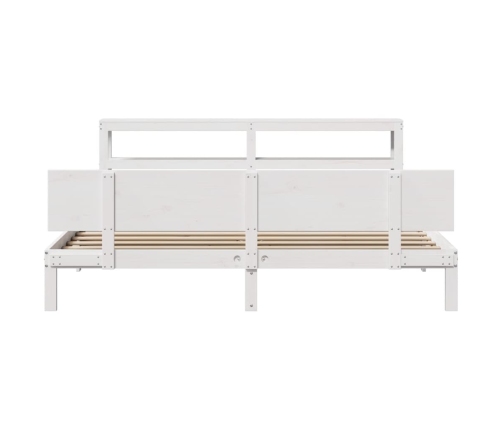 Estructura de cama con cabecero sin colchón blanco 200x200 cm