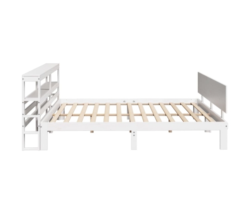 Estructura de cama con cabecero sin colchón blanco 200x200 cm