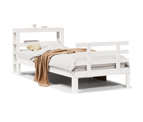 Estructura de cama con cabecero madera pino blanco 75x190 cm