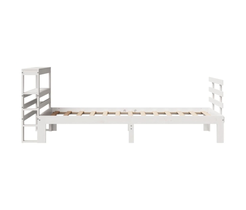 Estructura de cama con cabecero madera pino blanco 75x190 cm