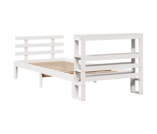 Estructura de cama con cabecero madera pino blanco 75x190 cm