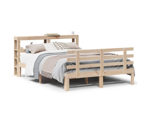 Estructura de cama con cabecero madera maciza pino 135x190 cm