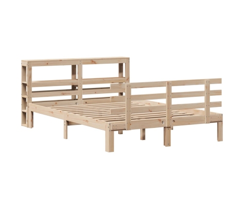 Estructura de cama con cabecero madera maciza pino 135x190 cm