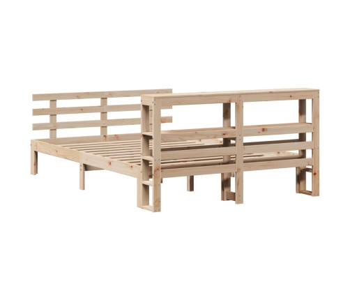 Estructura de cama con cabecero madera maciza pino 135x190 cm