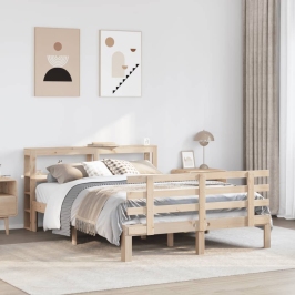 Estructura de cama con cabecero madera maciza pino 135x190 cm