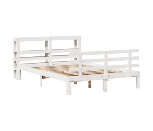 Estructura de cama con cabecero madera pino blanco 135x190 cm