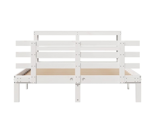 Estructura de cama con cabecero madera pino blanco 135x190 cm