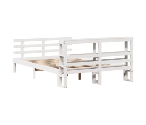 Estructura de cama con cabecero madera pino blanco 135x190 cm